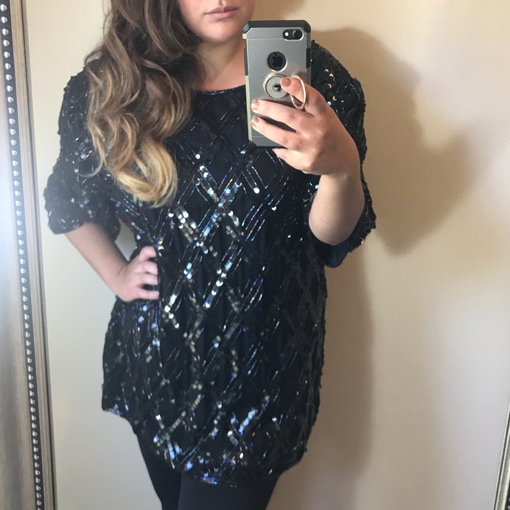 Jakelin Designs Beaded & Sequined Top - Size 3X